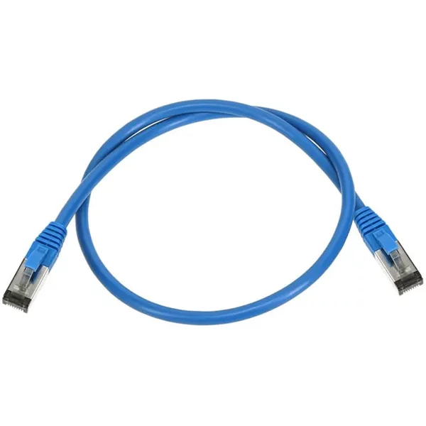 Monoprice 45413 | Cat8 Ethernet Patch Cable Double Shielded S/FTP 28AWG 2GHz 40G Pure Bare Copper Snagless RJ45 2ft Blue