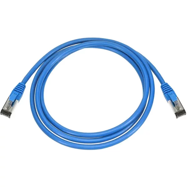 Monoprice 45415 | Cat8 Ethernet Patch Cable Double Shielded S/FTP 28AWG 2GHz 40G Pure Bare Copper Snagless RJ45 5ft Blue