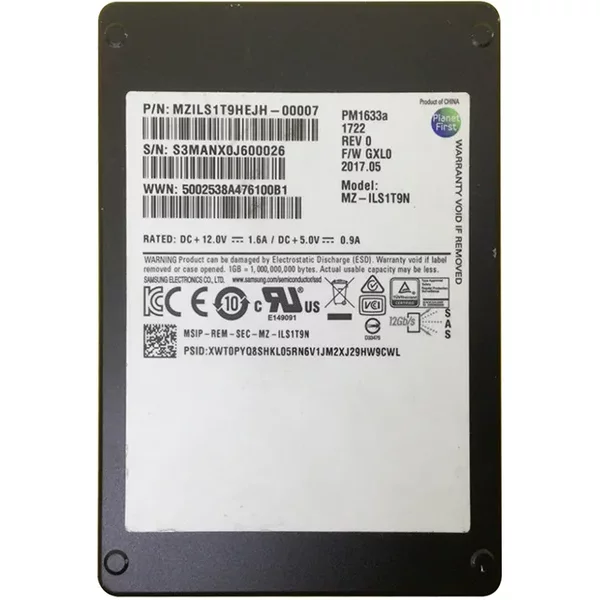 Samsung MZILS1T9HEJH-00007 | Enterprise Pm1633A Series 1.92TB Triple-Level-Cell Sas 12Gb/S Read-Intensive 2.5-Inch Solid State Drive-image