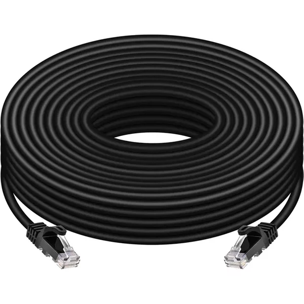 Monoprice 9828 | Cat6 Ethernet Patch Cable Flexboot Snagless RJ45 Stranded 550Mhz Utp Pure Bare Copper 24AWG 100Ft Black-image
