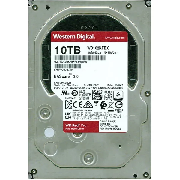 Western Digital WD102KFBX | Red Pro Air 10TB 3.5-Inch 6Gb/S Sata 7200RPM 256MB Cache NAS Hard Drive-image
