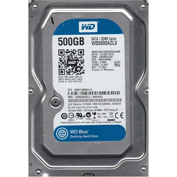 Western Digital WD5000AZLX-00K4KAO | Blue 500GB 3.5-Inch 6Gb/S Sata 7200RPM 32MB Cache Desktop Hard Drive-image