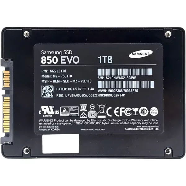 Samsung MZ-75E1T0 | 850 Evo Series 1TB 2.5-Inch 6Gb/S Sata 1GB Cache V-NAND 3Bit Mlc Solid State Drive-image