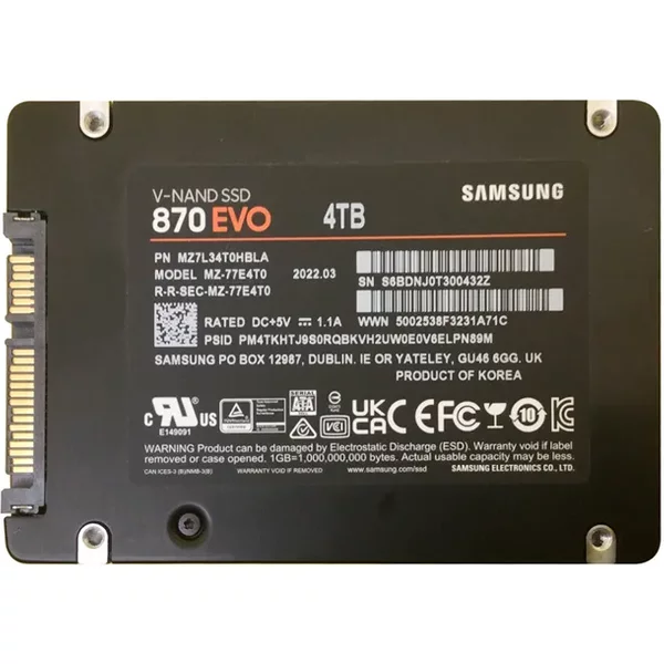 Samsung MZ-75E4T0 | 850 Evo Series 4TB 2.5-Inch 6Gb/S Sata 4GB Cache V-NAND 3Bit Mlc Solid State Drive-image