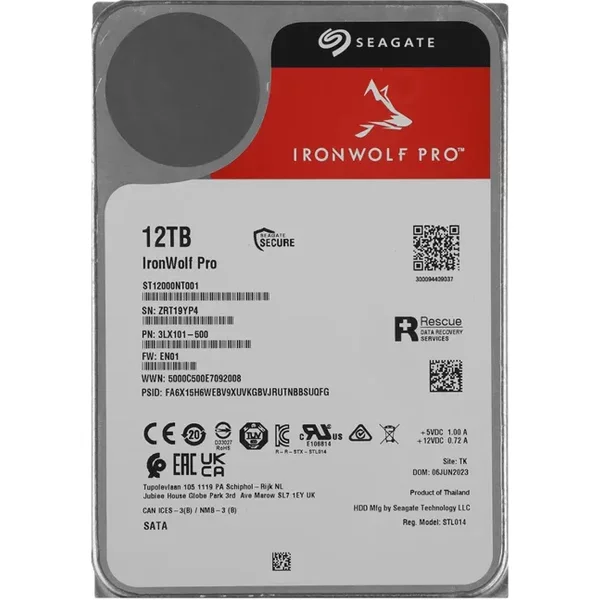Seagate ST12000NT001 | Ironwolf Pro Helium 12TB 3.5-Inch 6Gb/S Sata 7200RPM 256MB Cache 512E NAS Server Hard Drive-image