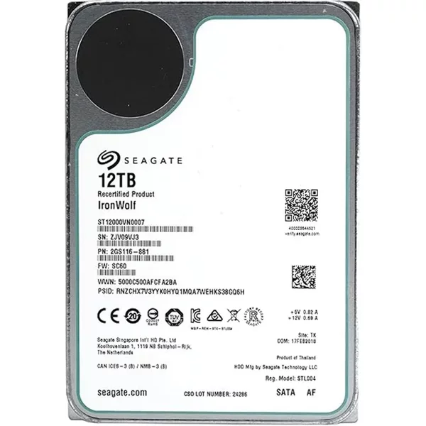 Seagate ST12000VN0007 | Ironwolf NAS 12TB 3.5-Inch 6Gb/S Sata 7200RPM 256MB Cache Server Hard Drive-image