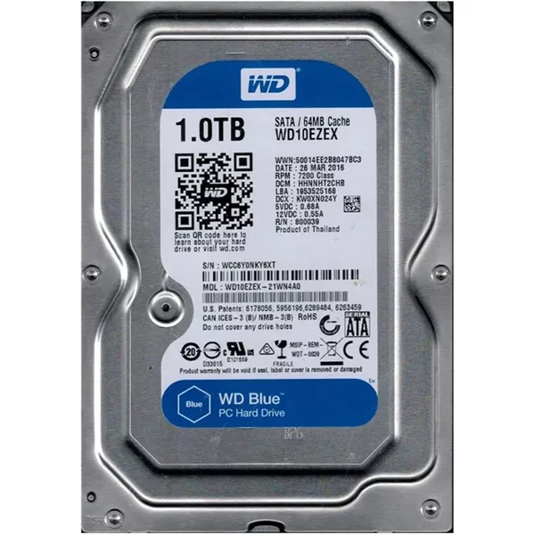Western Digital WD10EZEX | Blue 1TB 3.5-Inch 6Gb/S Sata 7200RPM 64MB Cache Desktop Hard Drive-image