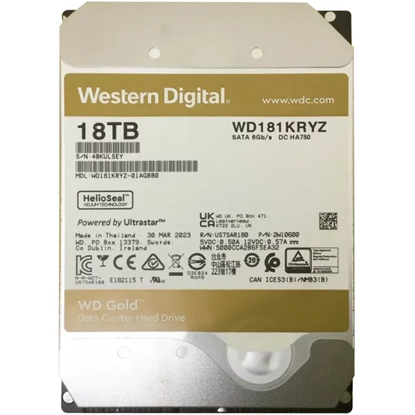 Western Digital WD181KRYZ | Gold Helium 18TB 3.5-Inch 6Gb/S Sata 7200RPM 512MB Cache 512E Enterprise Class Hard Drive-image