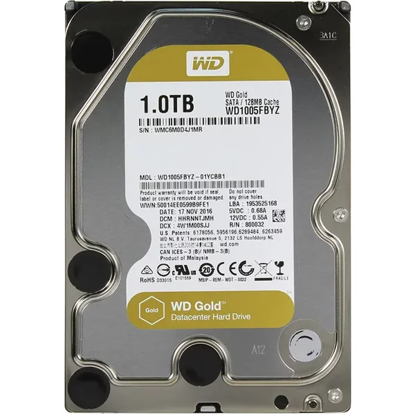 Western Digital WD1005FBYZ | Gold Air 1TB 3.5-Inch 6Gb/S Sata 7200RPM 128MB Cache 512N Enterprise Class Hard Drive-image