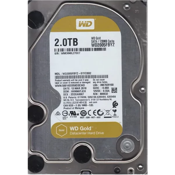 Western Digital WD2005FBYZ | Gold Air 2TB 3.5-Inch 6Gb/S Sata 7200RPM 256MB Cache 512N Enterprise Class Hard Drive-image