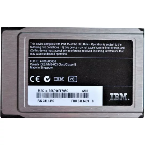 Ibm 34L1409-NODGL | Turbo Single-Port RJ-45 16Mbps 16/4 Token Ring Pcmcia Pc Card Type Ii Network Adapter-image