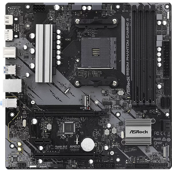 Asrock B550M-PHANTOM-GAMING-4 | AM4 Amd B550 Sata 6Gb/S Micro-Atx Amd Motherboard-image