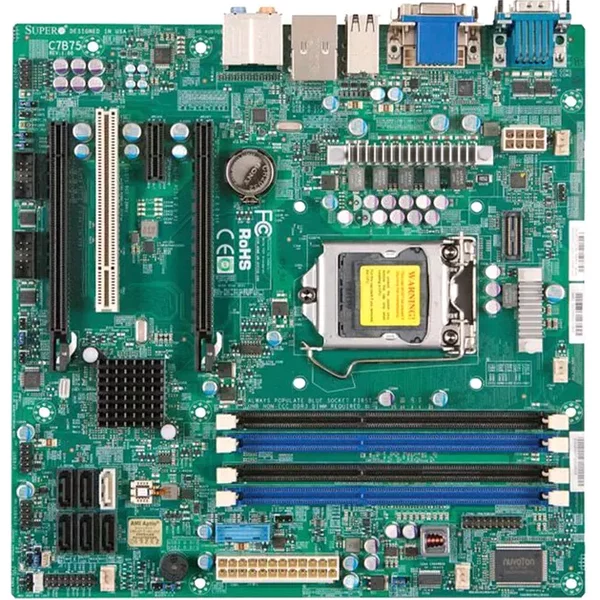 Supermicro C7B75-B | C7B75 Socket LGA1155 Intel B75 Express Chipset Micro-Atx System Board (Motherboard) Supports Core I7/I5/I3/Pentium/Celeron DDR3 4X Dimm-image