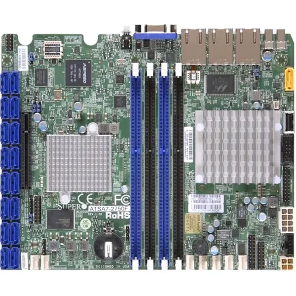 Supermicro MBD-A1SA7-2750F | A1SA7-2750F Socket FCBGA-1283 System On Chip Chipset Proprietary System Board (Motherboard) Supports Atom C2750 DDR3 4X Dimm-image