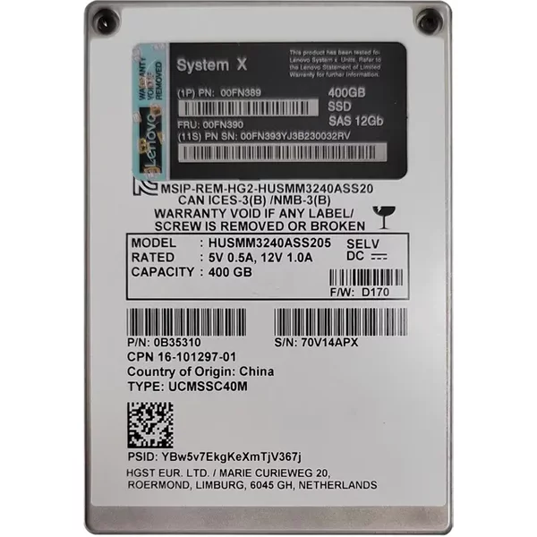 Ibm 00FN390 | 400GB Multi-Level Cell Sas 12Gb/S Hot Swappable 2.5-Inch Solid State Drive-image