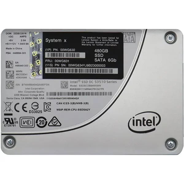 Lenovo 00WG631 | 480GB Multi-Level Cell Sata 6Gb/S Hot-Swappable 2.5-Inch Solid State Drive-image