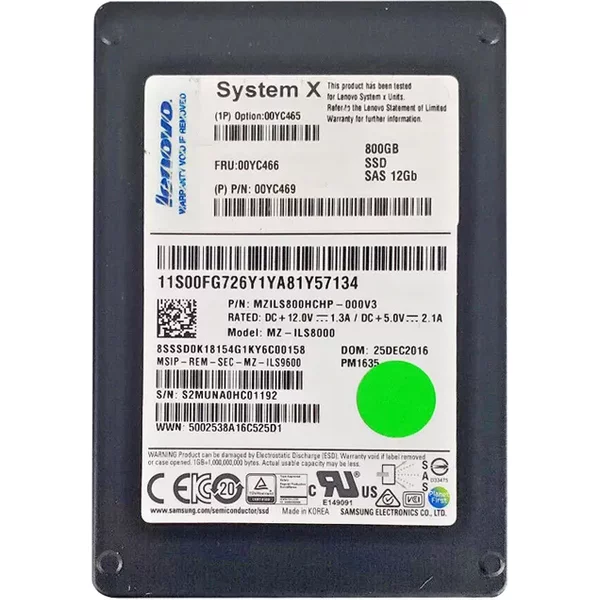 Ibm 00YC466 | 800GB Sas 12Gb/S Hot Swappable 2.5-Inch Solid State Drive-image