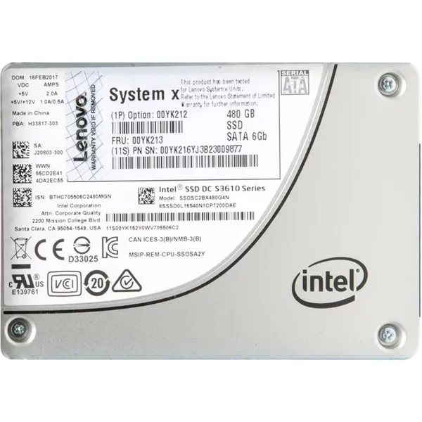 Lenovo 00YK212 | 480GB Multi-Level Cell Sata 6Gb/S Hot-Swappable 2.5-Inch Solid State Drive For X3250 M6-image