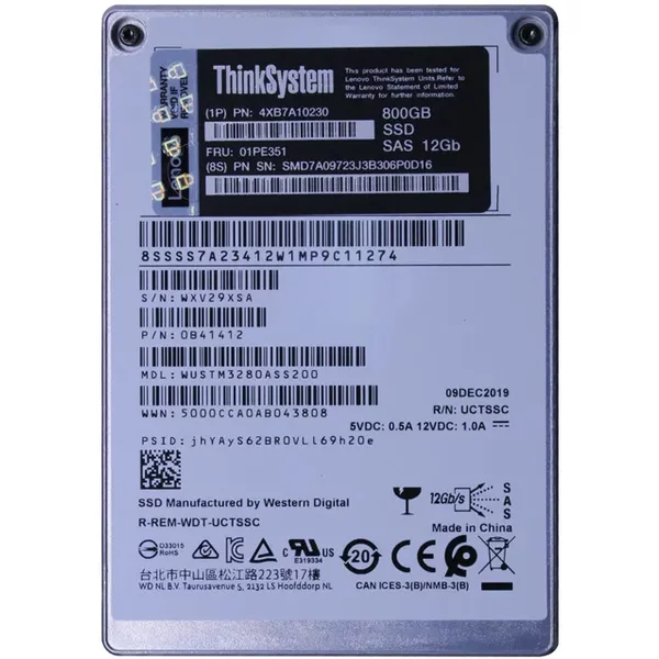Lenovo 01PE351 | 800GB Sas 12Gb/S Hot Swappable 2.5-Inch Solid State Drive-image