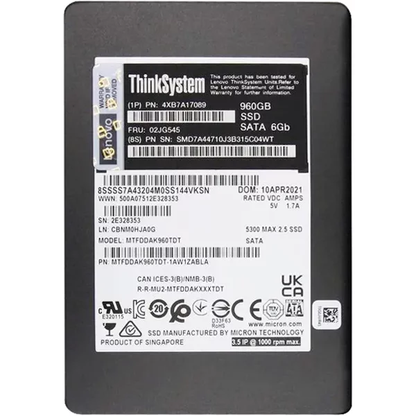 Lenovo 02JG545 | 960Gb Triple-Level Cell Sata 6Gb/S Hot Swappable 2.5-Inch Solid State Drive-image
