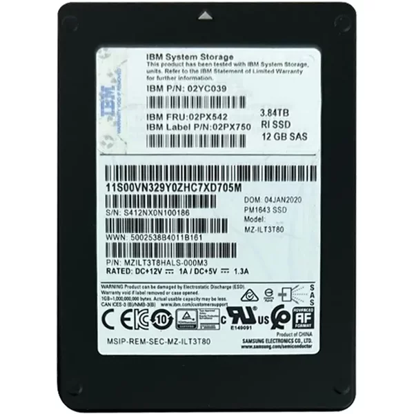 Ibm 02PX542 | 3.84TB Sas 12Gb/S 2.5-Inch Solid State Drive For Flashsystem 5015 5035 And Storwize V5000E-image