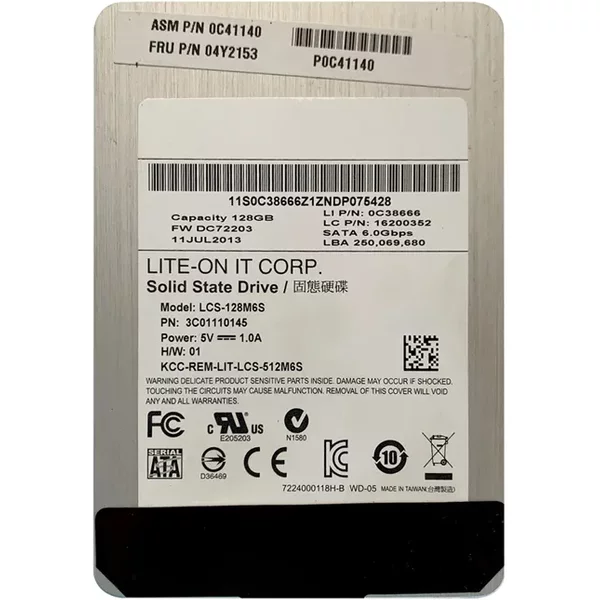 Lenovo 04Y2153 | 128GB Multi-Level Cell Sata 6Gb/S 2.5-Inch Solid State Drive For Thinkpad-image