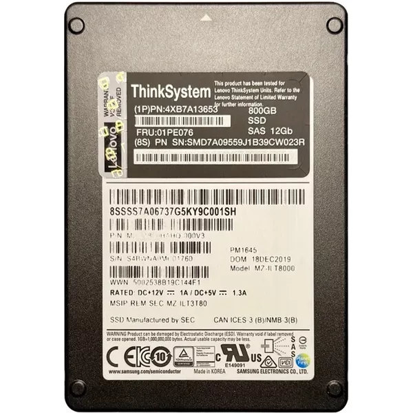 Lenovo 4XB7A13653 | 800GB Sas 12Gb/S Hot Swappable Mainstream Endurance 2.5-Inch Solid State Drive-image