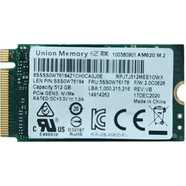 Lenovo 5SS0W76178 | 512GB Pci Express 3.0 X4 M.2 2242 Solid State Drive-image