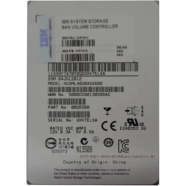 Ibm 31P1519 | 200GB Mlc Sas 6Gb/S 2.5-Inch Internal Solid State Drive-image