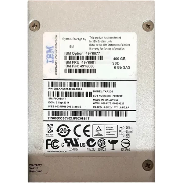 Ibm 49Y6081 | 400GB Sas 6Gb/S Hot Swappable 2.5-Inch Solid State Drive-image