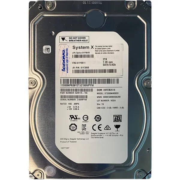 IBM 81Y9810 | 2TB 7200RPM SATA 6Gb/s 3.5-Inch Hard Drive