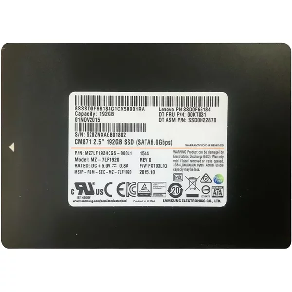 Samsung MZ-7LF1920 | CM871 Series 192GB Triple-Level Cell Sata 6Gb/S 2.5-Inch Solid State Drive-image