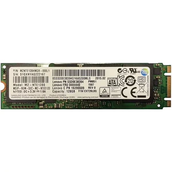Samsung MZNTE128HMGR-000L1 | PM851 Series 128GB Triple-Level-Cell Sata 6Gb/S M.2 2280 Solid State-image