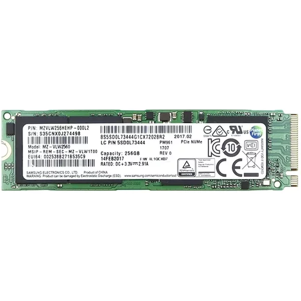 Samsung MZVLW256HEHP-000L2 | PM961 Series 256GB Triple-Level Cell Pci-Express 3.0 X4 Nvme M.2 2280 Solid State Drive-image