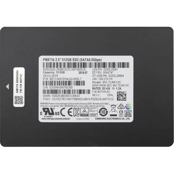 Lenovo 00UP712 | 512GB Tlc Sata 6Gb/S Opal 2.0 2.5-Inch Internal Solid State Drive-image