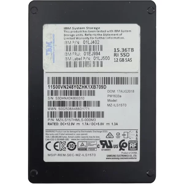 Ibm 01LJ402 | 15.36TB Sas 12Gb/S 2.5-Inch Solid State Drive-image