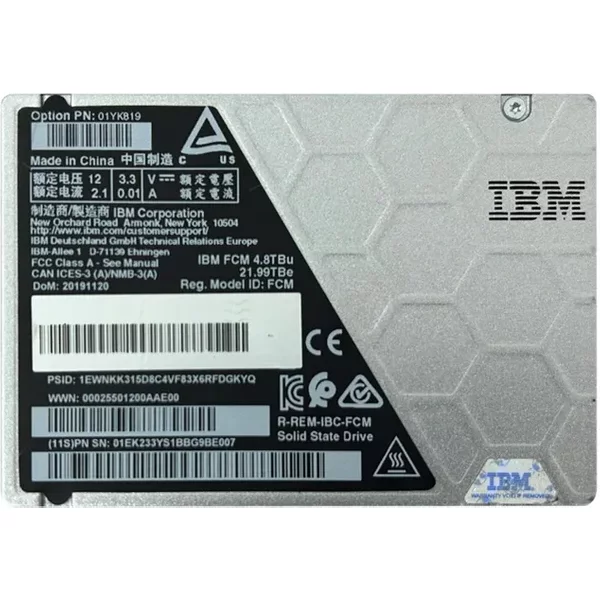 IBM 01YK819 | 4.8TB TLC PCI Express 3.0 X4 Nvme U.2 2.5-Inch Internal Solid State Drive Flashcore Module-image