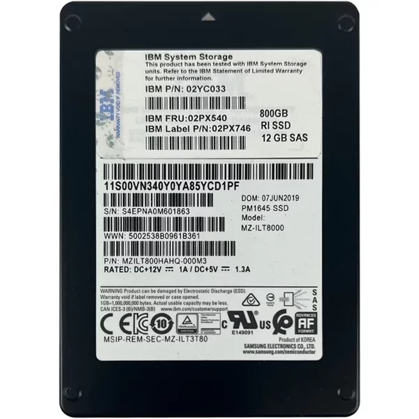 Ibm 02PX540 | 800GB 2.5-Inch Internal Solid State Drive For Flashsystem 5015 5035 And Storwize V5000E-image