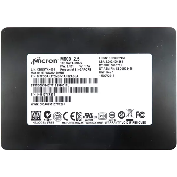 Micron MTFDDAK1T0MBF | 1TB Multi-Level Cell Sata 6Gb/S Nand Flash 2.5-Inch Solid State Drive-image
