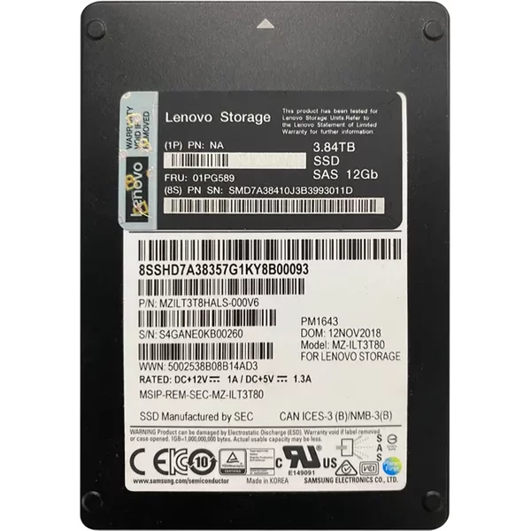 Lenovo 01PG589 | 3.84TB Sas 12Gb/S 1DWPD Hs 2.5-Inch Internal Solid State Drive-image
