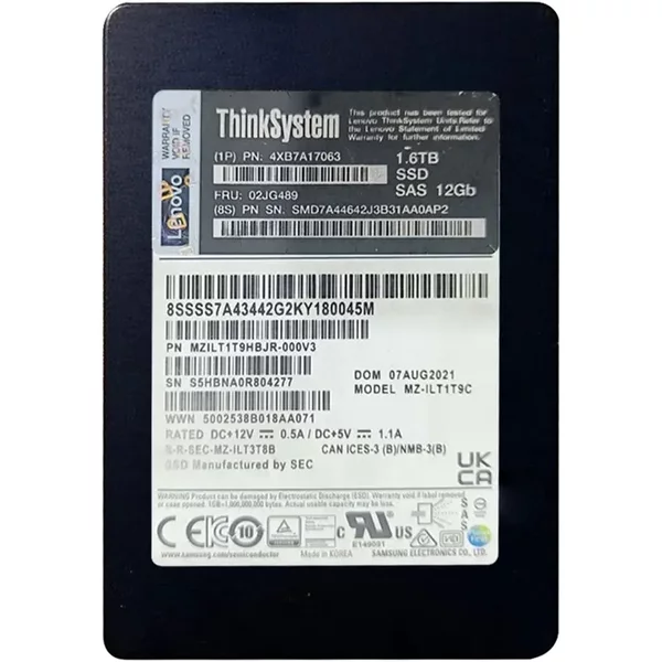 Lenovo 02JG489 | 1.6TB Tlc Mainstream Sas 12Gb/S Hot Swap 2.5-Inch Internal Solid State Drive-image