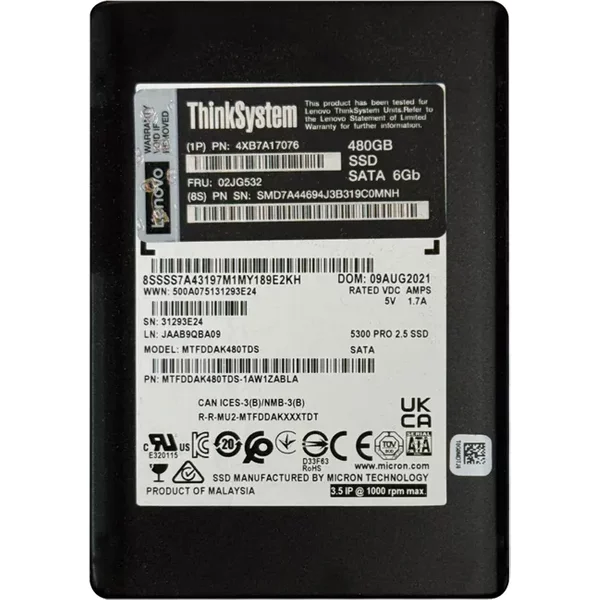 Lenovo 02JG532 | 480GB Sata 6Gb/S Hot Swap 2.5-Inch Internal Solid State Drive-image