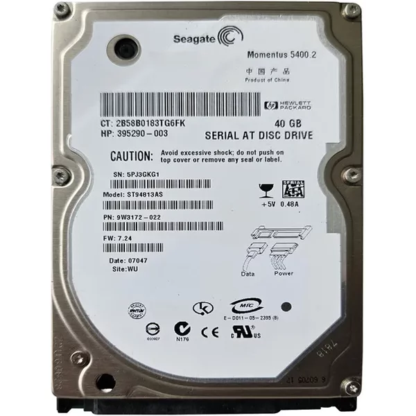 HP 395290-003 | 40GB 5400RPM Sata 1.5Gb/S 8MB Cache 2.5-Inch Hard Drive-image