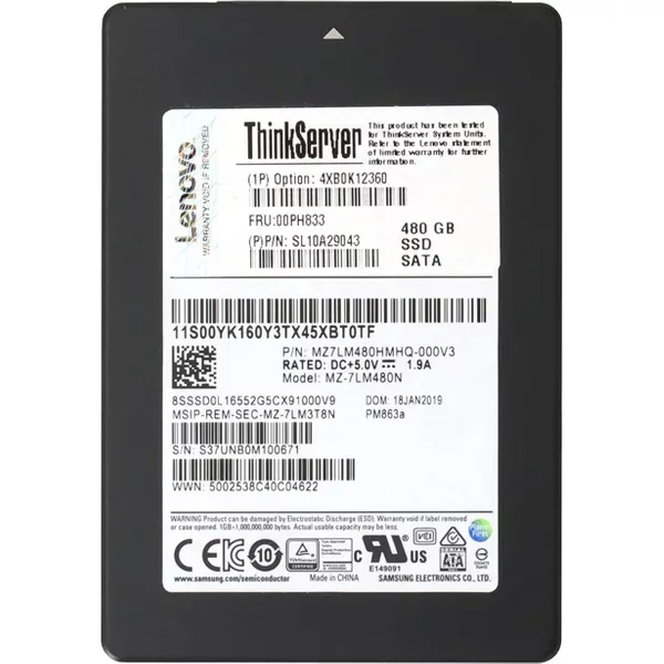 Samsung MZ7LM480HMHQ-00005 | Enterprise Pm863A Series 480GB Triple-Level Cell Sata 6Gb/S Read-Intensive 2.5-Inch Solid State Drive-image