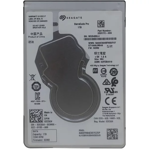 Dell 02C5G4 | 1TB 7200RPM Sata 6Gb/S (512E) 2.5-Inch Hard Drive-image