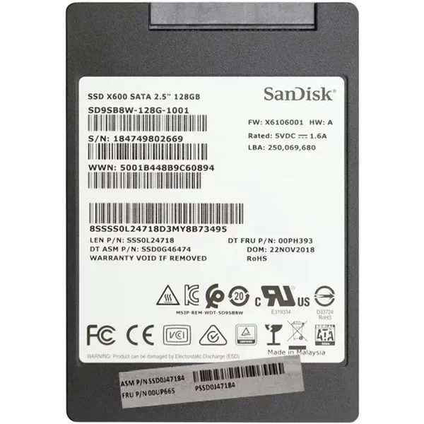 Lenovo 00UP665 | 128GB Tlc Sata 6Gb/S 2.5-Inch Internal Solid State Drive-image