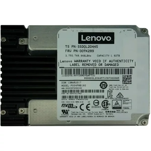 Lenovo 00YK289 | 1.92TB Pci Express 3.0 X4 Nvme Sff G3 Enterprise Mainstream 2.5-Inch Internal Solid State Drive-image