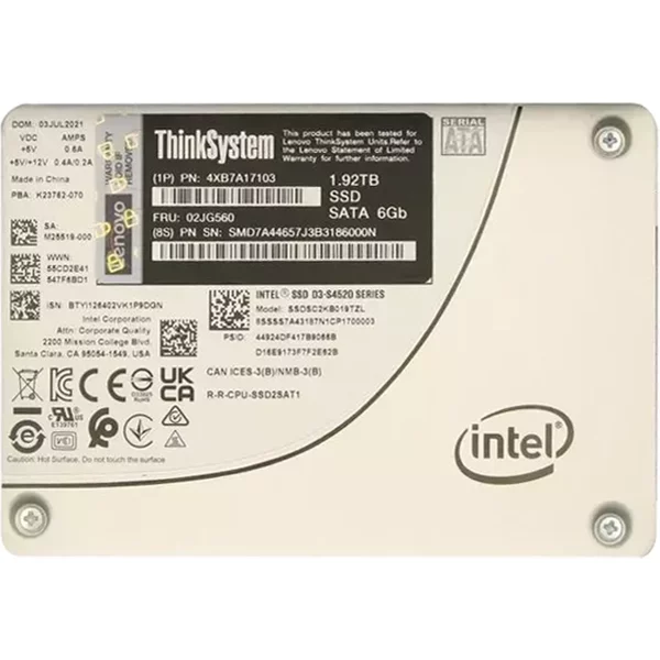 Lenovo 02JG560 | 1.92TB Sata 6Gb/S Read Intensive Hs 2.5-Inch Solid State Drive For Thinksystem-image