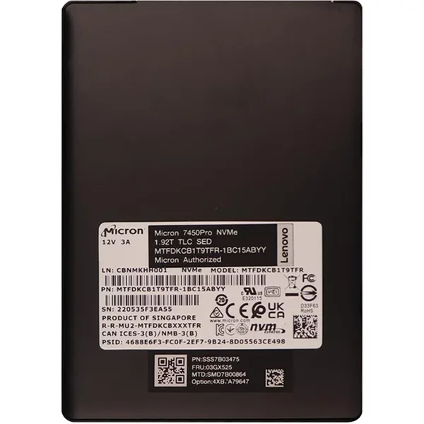 Lenovo 03GX525 | 1.92TB Pci Express 4.0 X4 Nvme Read Intensive Hs Sed 2.5-Inch U.3 Solid State Drive For Thinksystem-image