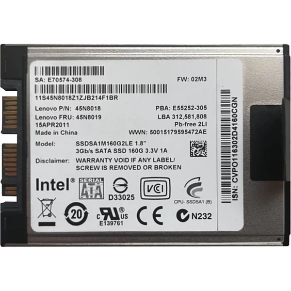 Ibm 45N8018 | 160GB Mlc Sata 3Gb/S 1.8-Inch Internal Solid State Drive-image